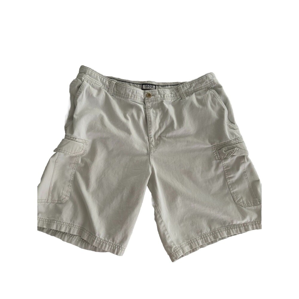 IZOD Cargo Shorts Men's Khaki 100% Cotton Utility Classic Size 40 Measures 38